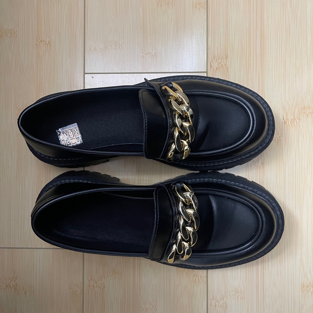 black loafers